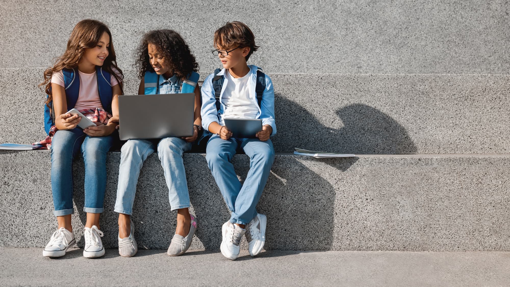 Students learning outside